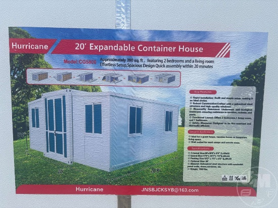 UNUSED HURRICANE 20 FT EXPANDABLE CONTAINER HOUSE