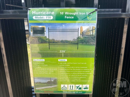 UNUSED HURRICANE 22 PCS 10FT. X 7 FT. WROUGHT IRON SITE FENCE