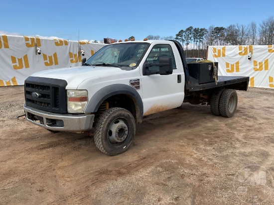 2009 FORD F-450 SINGLE AXLE REGULAR CAB FLATBED TRUCK VIN: 1FDAF46R99EB29219