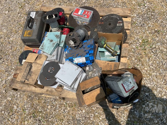 TOOL BOX, ELECTRIC WIRE, GRINDER WHEELS, SCANNER AND BOLTS