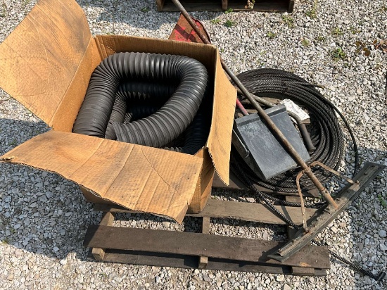 3 PALLETS OF VARIOUS ITEMS TO INCLUDE ROLL OF CABLE,