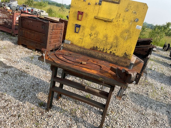 A PAIR OF WORKSHOP TABLES