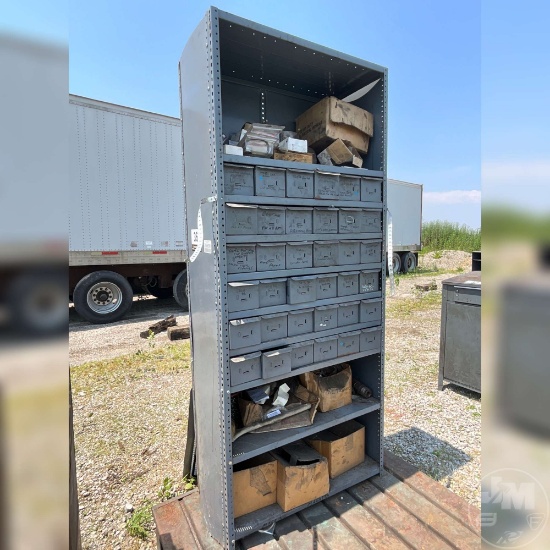 METAL SHELF WITH DRAWERS, VARIOUS FUSES & PARTS
