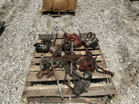 PALLET OF CHAIN FALLS 1 1/2 TON