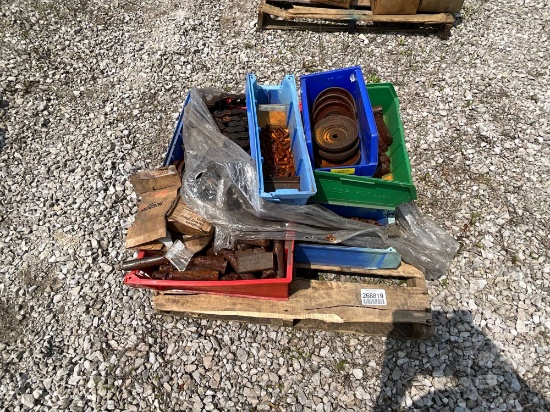 PALLET OF VARIOUS BOLTS, PULLIES & PINS