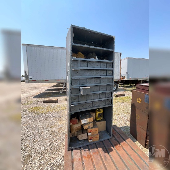 METAL SHELF WITH DRAWERS, VARIOUS FUSES & PARTS