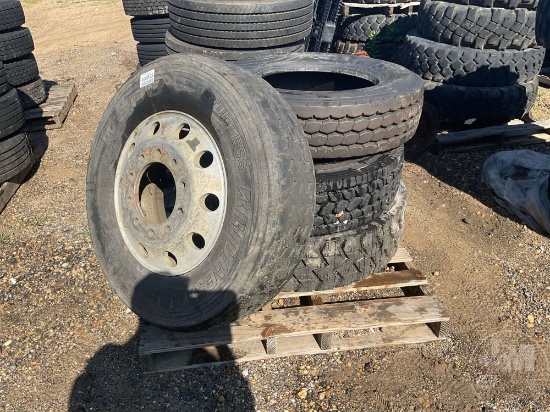 VARIOUS SIZES AND BRANDS, QUANTITY (4), (1) BRIDGESTONE WITH RIM