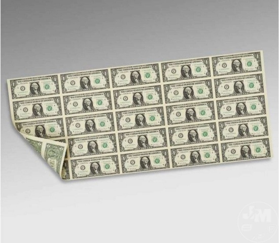 CHARITY LOT - $1 25-NOTE WASHINGTON DC UNCUT CURRENCY SHEET