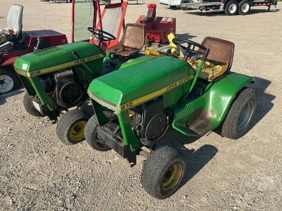 (2) 1970S JOHN DEERE GARDEN TRACTORS (1) JOHN DEERE SNOW THROWER ATTACHMENT
