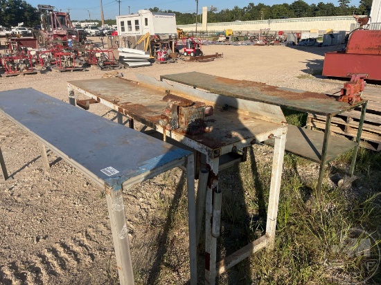 3 Shop Tables 2 W/Vise & Metal Work Bench