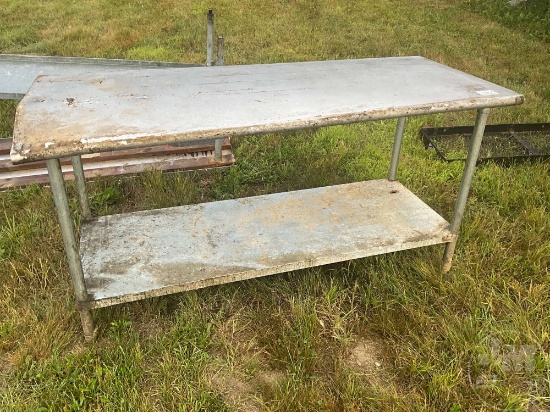 (2) STAINLESS STEEL TABLES, (1) STAINLESS STEEL SINK