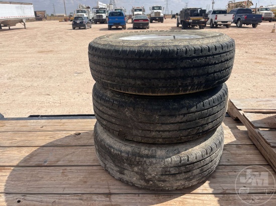 QTY OF (3) TASKMASTER ST225/75R15 TIRES W/ RIMS