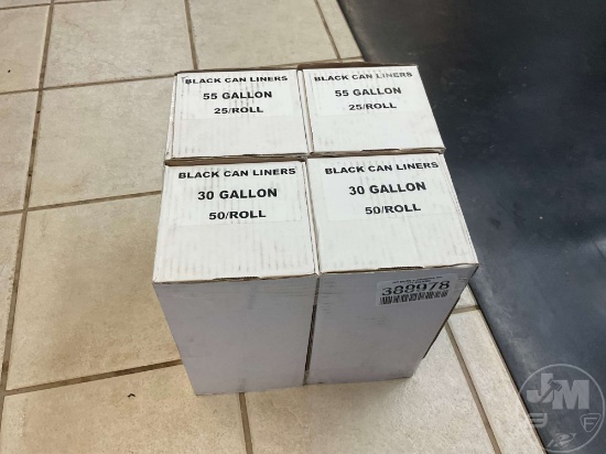 Unused Qty Of (4) Black 30 Gallon Trash Bags