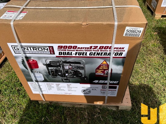 UNUSED GENTRON DUAL FUEL 9000 WATTS PORTABLE GENERATOR