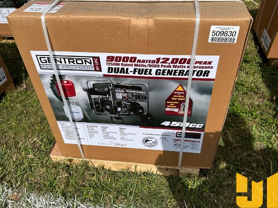 UNUSED GENTRON DUAL FUEL 9000 WATTS PORTABLE GENERATOR
