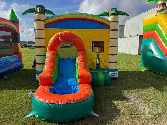UNUSED JITL1526 JUNGLE ADVENTURE BOUNCE & WATER SLIDE