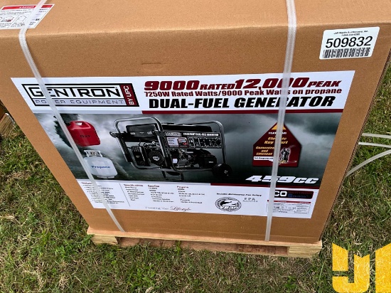 UNUSED GENTRON DUAL FUEL 9000 WATTS PORTABLE GENERATOR