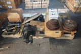 Pallet of Blades, Motors, Banding Tools, and Miscellaneous Parts