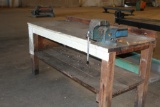 Wood table with vice