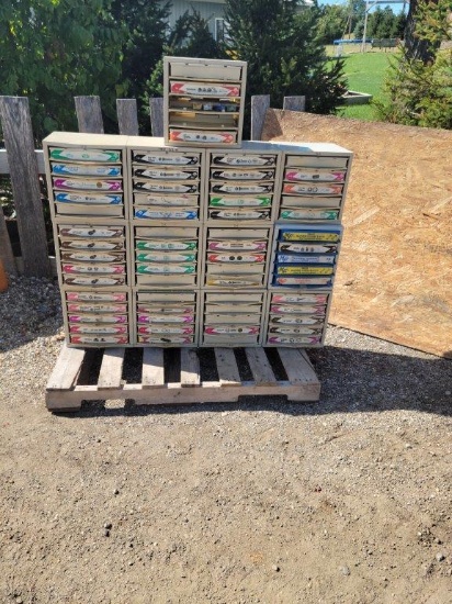 13 Organizer Cubes Loaded With Bolts and Nuts