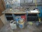 Desk, 4 - 5 gal buckets, barbell with weights