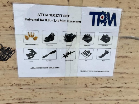 Unused 2024 TPM Qty 10 Attachments for Mini Excavator