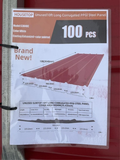 100 Pcs Unused 10' Red Steel Panel