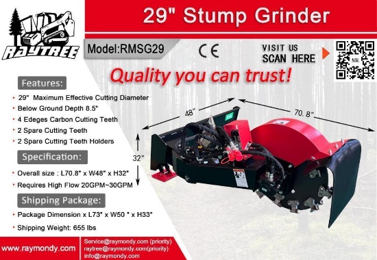 Unused Raytree 29" Stump Grinder