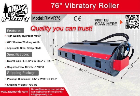 Unused Raytree 76" Vibratory Roller