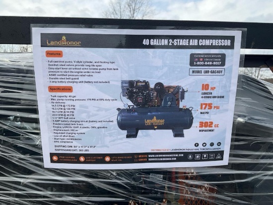 Unused Landhonor 40 Gallon 2 Stage Truck Mounted Air Compressor - Middlebury, IN