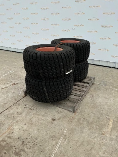 Set of 4 Bobcat 33 x 15.50 - 16.5 Skid Steer Turf Tires And Rims