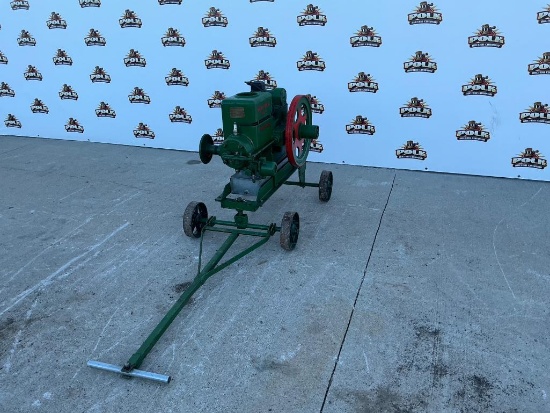 New Idea No. 2 Vari-Speed Hit-and-Miss Stationary Gas Engine On Transport Cart