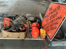Chainsaw Parts, Forestry Safety Helmets, Guide Bar, Road Work Sign, and More