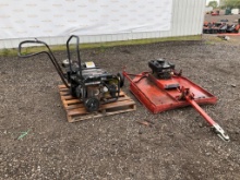 Tow-Behind Mower, Portable Generator, and Walk-Behind Wheeled Blower