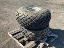 (2) Denman 18.4-16.1 Industrial Tractor Tires Mounted on Steel Wheels