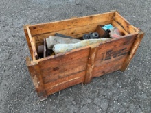 Wooden Crate of Machinery Components, Exhaust Clamps, Hardware, and More