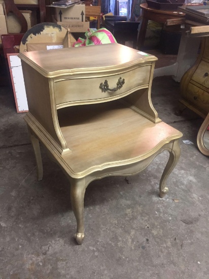 Solid wood gold serpentine front end table