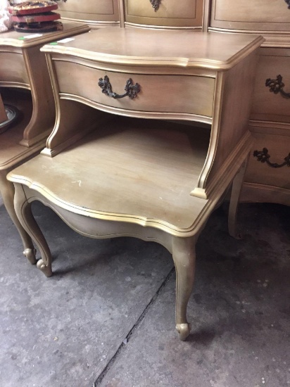 Solid wood gold serpentine front end table