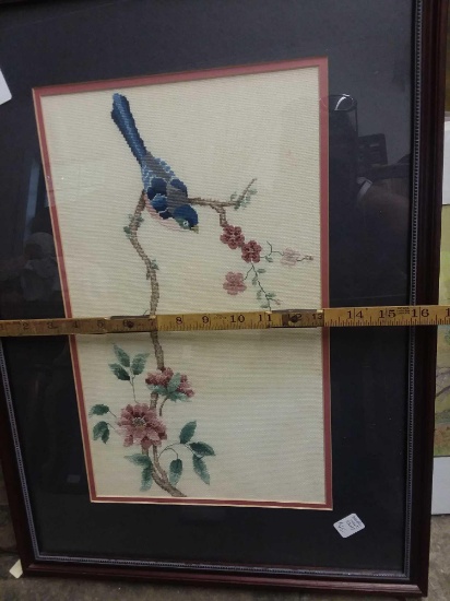 24"x17x Framed Needle Point Picture Art