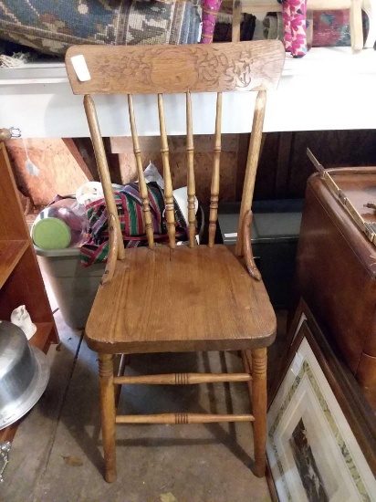 Solid Oak Pressed Back Wooden Chair