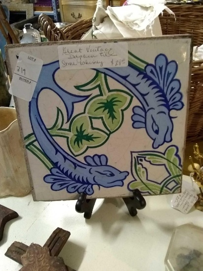 Great Vintage whimsical Dolphin Tile