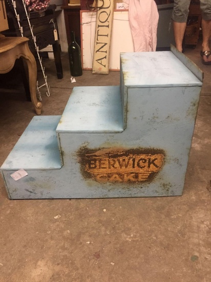 Antique 3 tier metal advertising Store display stand. Berwick Cake