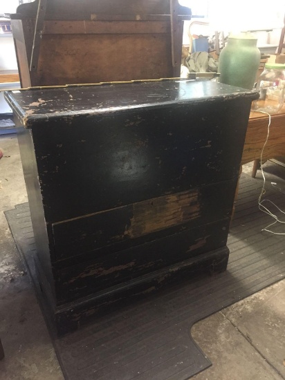 Primitive chest with flip top and two drawers. Wonderful old piece