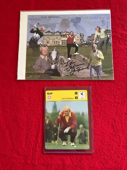 Jack Nicklaus signed picture and a Golf Jack Nicklaus Card