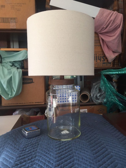 Unique Glass jar table lamp with great shade