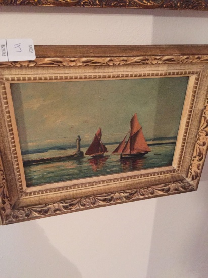 Small Sailboat Painting w/ Frame