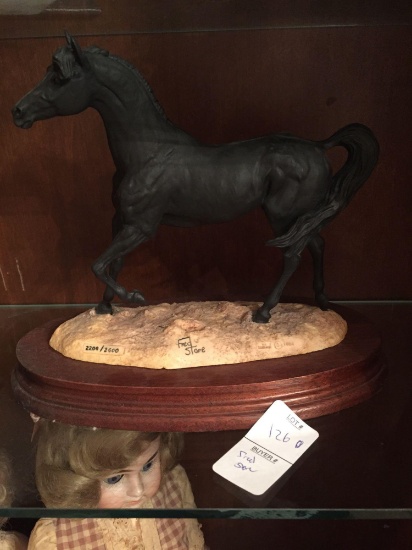 1984 Fred Stone Horse Figurine w/ wood base