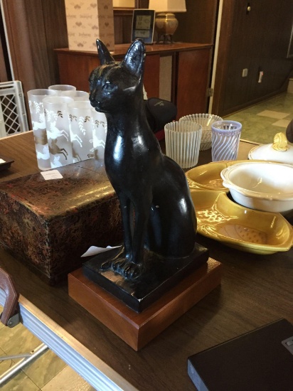 1965 Austin Prod Cat Sculpture w/ wood base