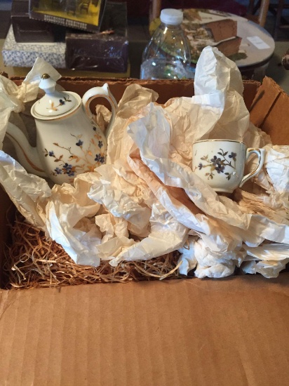 Vintage mini porcelain tea set all wrapped in old packing