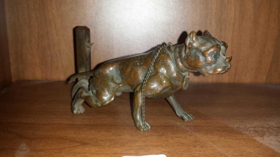 Strong Bronze Bull Terrier Figurine Marked Baden Baden Bruel